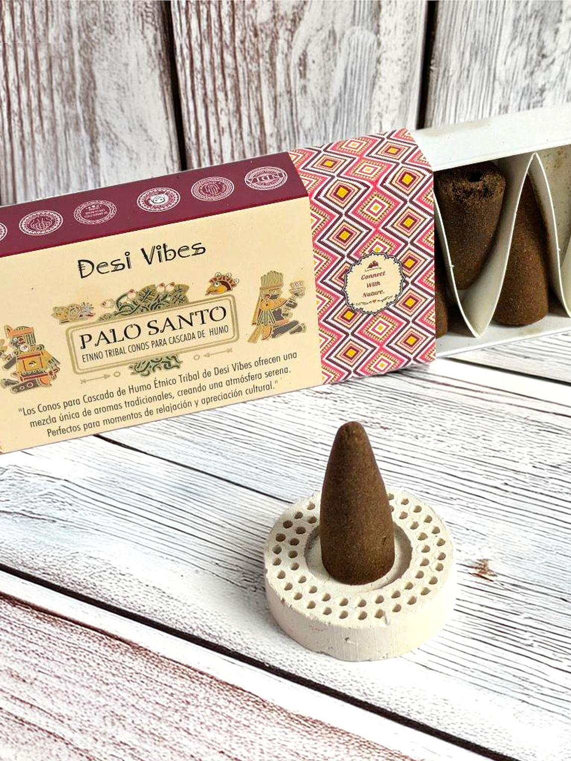 Incienso Cono Cascada Jumbo Palo Santo - Desi Vibes  1