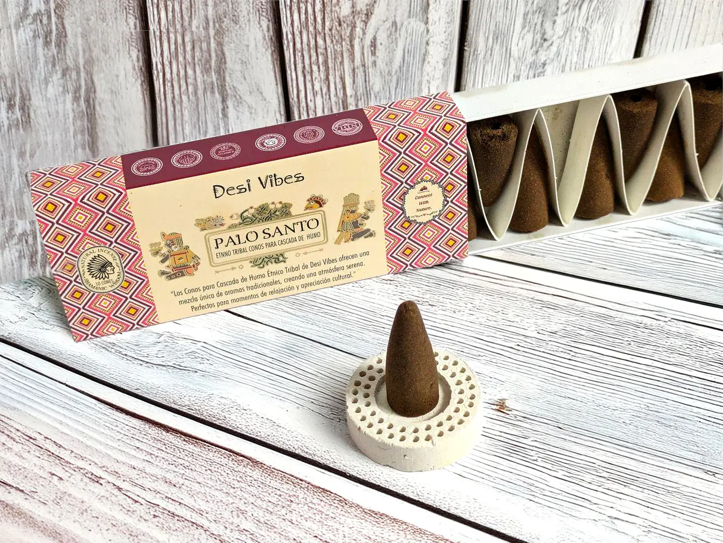 Incienso Cono Cascada Jumbo Palo Santo - Desi Vibes  1