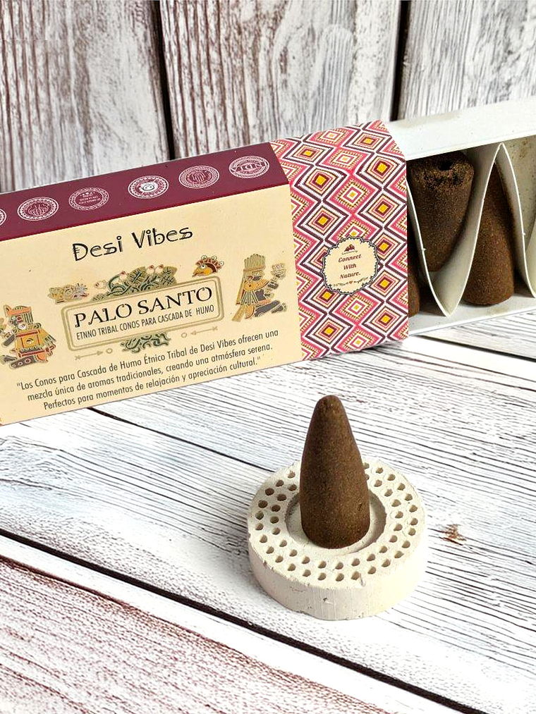 Incienso Cono Cascada Jumbo Palo Santo - Desi Vibes  1