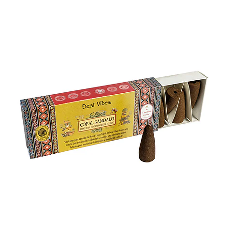 Incienso Cono Cascada Jumbo Copal Sándalo - Desi Vibes 