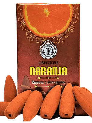 Incienso Cono Cascada Naranja - Omtirth 