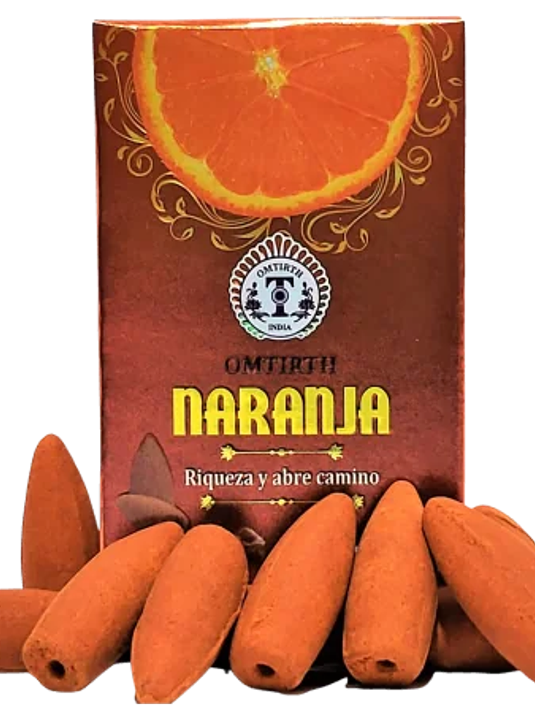 Incienso Cono Cascada Naranja - Omtirth  1