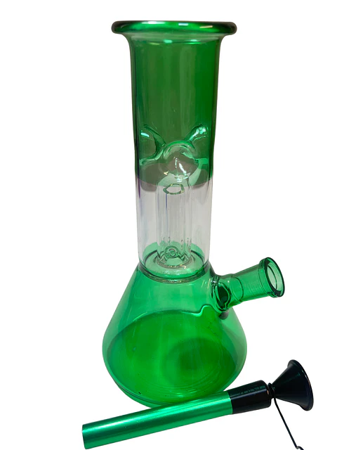 Bong de Vidrio Verde 20 cm con Percolador y Atrapa Hielo