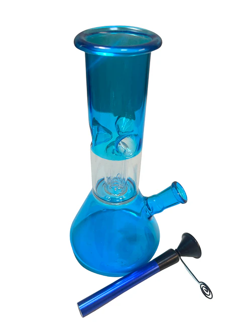 Bong de Vidrio Celeste 20 cm con Percolador y Atrapa Hielo