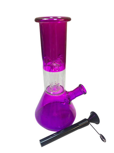 Bong de Vidrio Fucsia 20 cm con Percolador y Atrapa Hielo