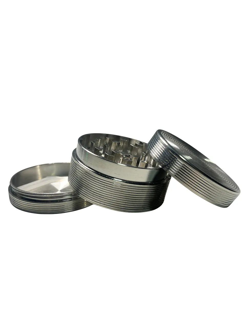 Moledor Metálico Relieve Plateado 4 cm - 3 Partes 1