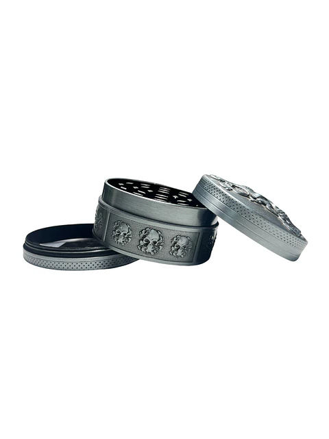 Moledor Metálico Tallado Plateado 4 cm - 3 Partes