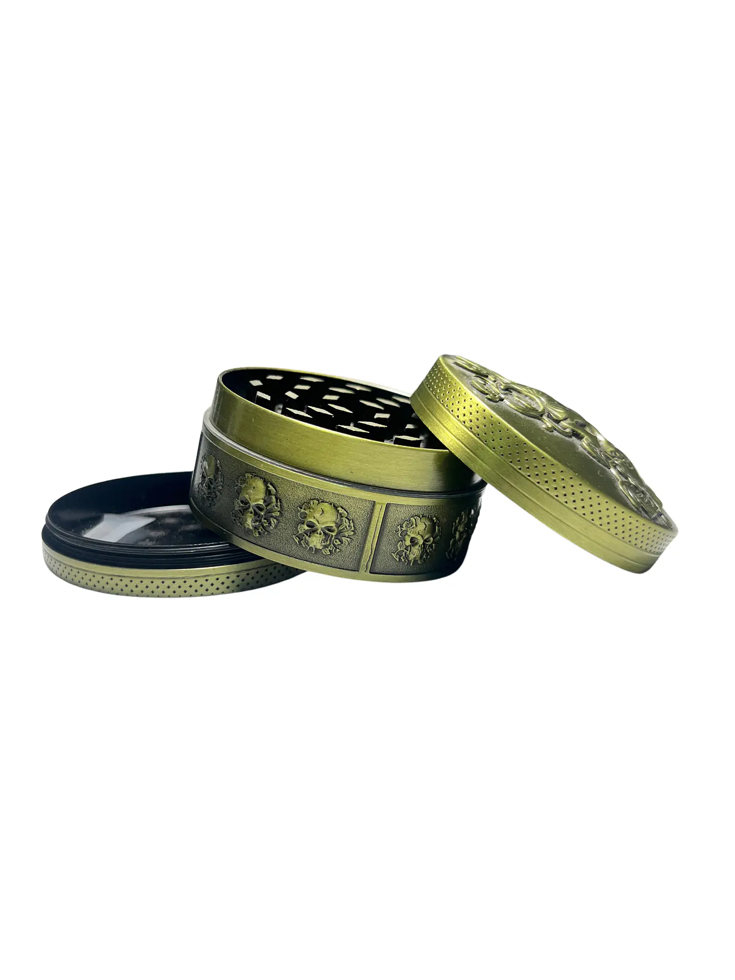 Moledor Metálico Tallado Dorado 4 cm - 3 Partes 4