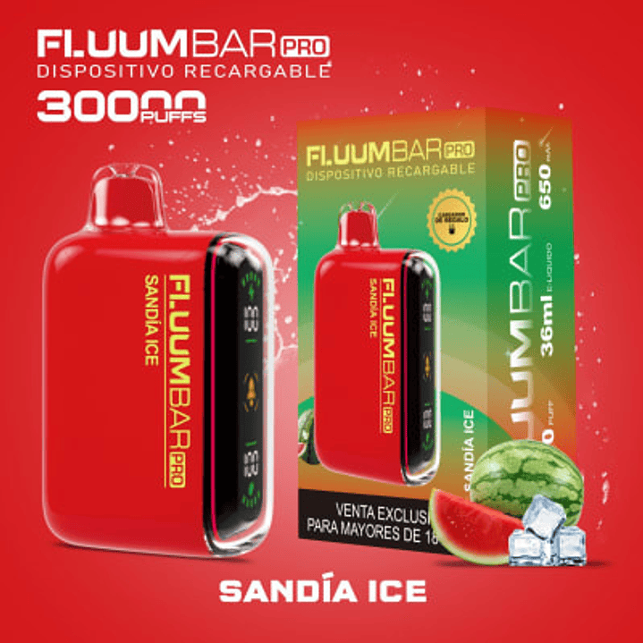 Vape Fluumbar 30000 Puff 0% Sandia Ice 1