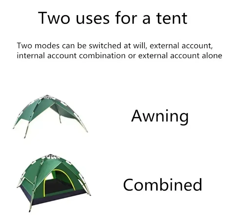 Carpa Automática Impermeable 2-3 Personas – Armado Rápido 30s, Protección UV 3