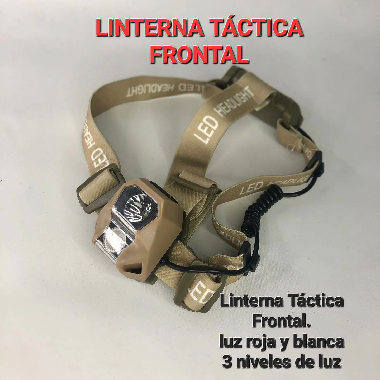Linterna Frontal LED Recargable USB – Luz Blanca y Roja, 3 Modos, Cintillo Ajustable  1
