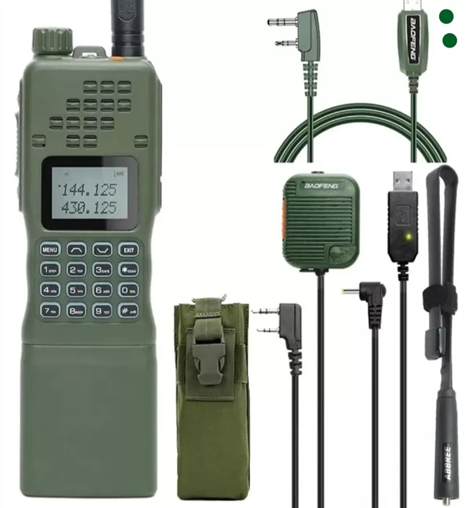 Walkie Talkie Táctico Baofeng Militar Batería 12000mAh Doble Banda VHF UHF 15W Largo Alcance 1