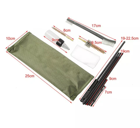Kit de Limpieza para Armas de Fuego Calibre 12 Portátil con Bolsa Impermeable Cepillos Intercambiables y Lubricante