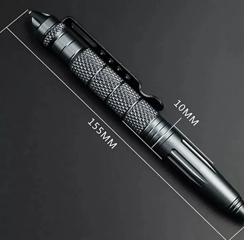 Lapiz Tactico Defensa Personal Punta Metal Antideslizante con Clip Acero + Repuesto Incluido 