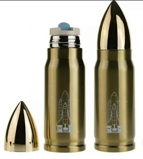 Termo Airsoft Outdoor Acero Inoxidable Diseño Bala 500ml Conservación Frio Calor 24 Horas Sin BPA