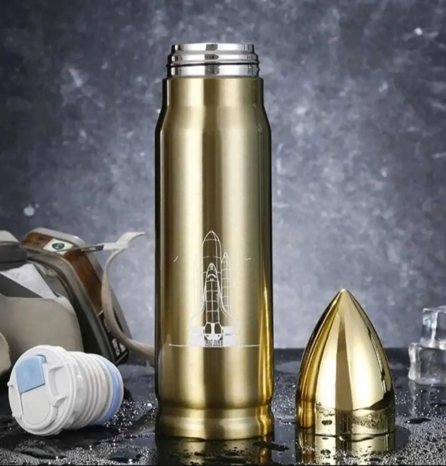 Termo Airsoft Outdoor Acero Inoxidable Diseño Bala 500ml Conservación Frio Calor 24 Horas Sin BPA 3