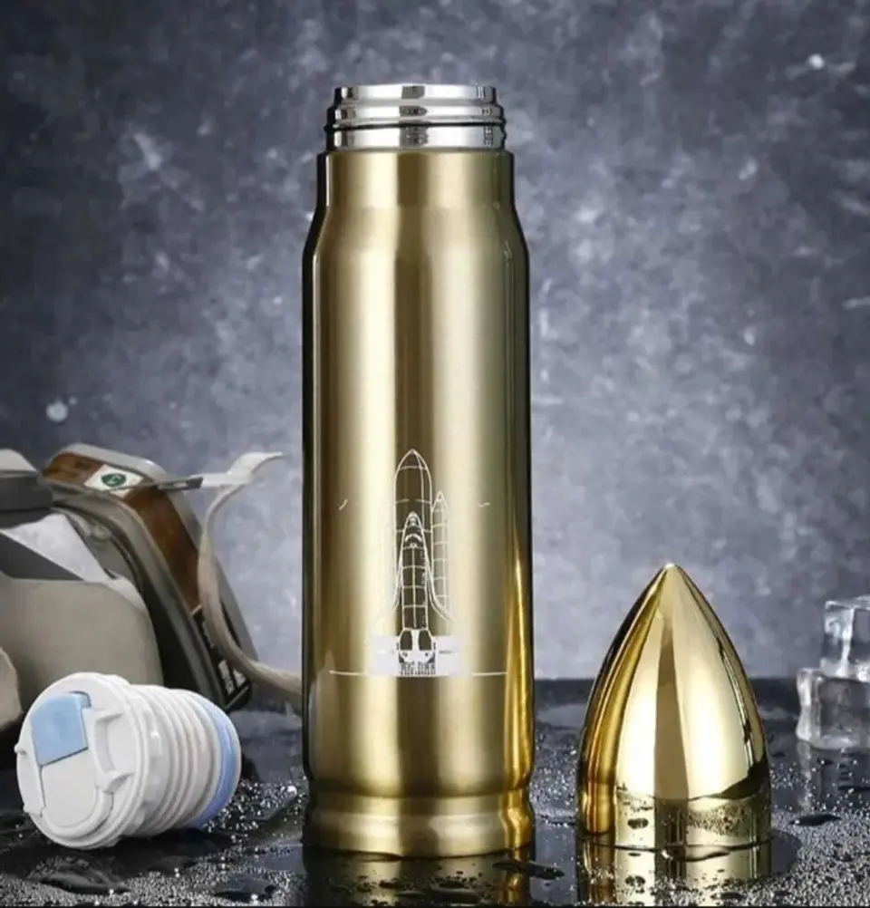 Termo Airsoft Outdoor Acero Inoxidable Diseño Bala 500ml Conservación Frio Calor 24 Horas Sin BPA 3