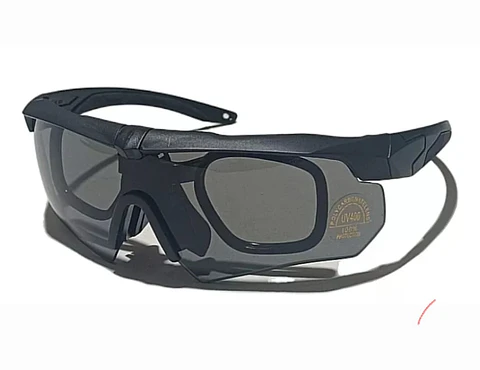 Lentes Tacticos Deportivos Militares UV400 Marco Negro 3 Micas Intercambiables