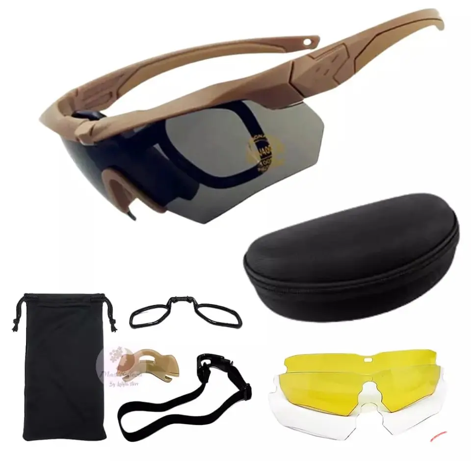 Lentes Tacticos Deportivos Militares UV400 Marco Negro 3 Micas Intercambiables 6