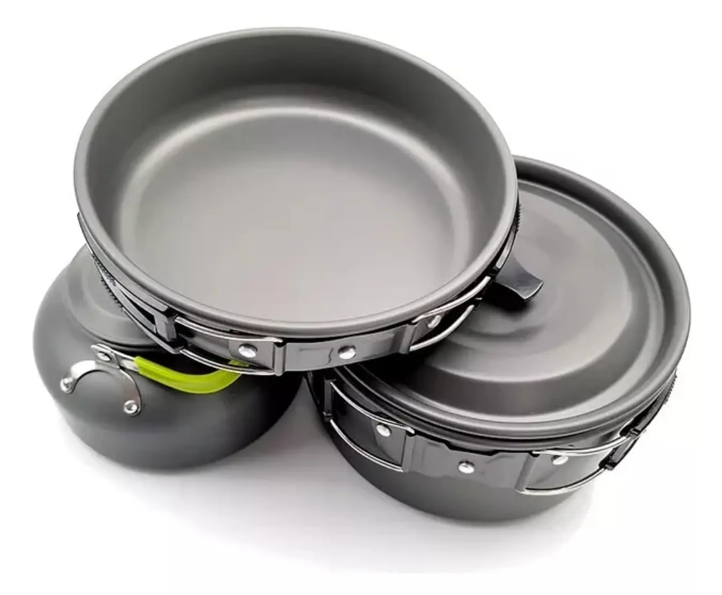 Set de Ollas con Tetera para Camping 8 Piezas Antiadherente Ultraligero Portatil para 2 a 3 Personas 1