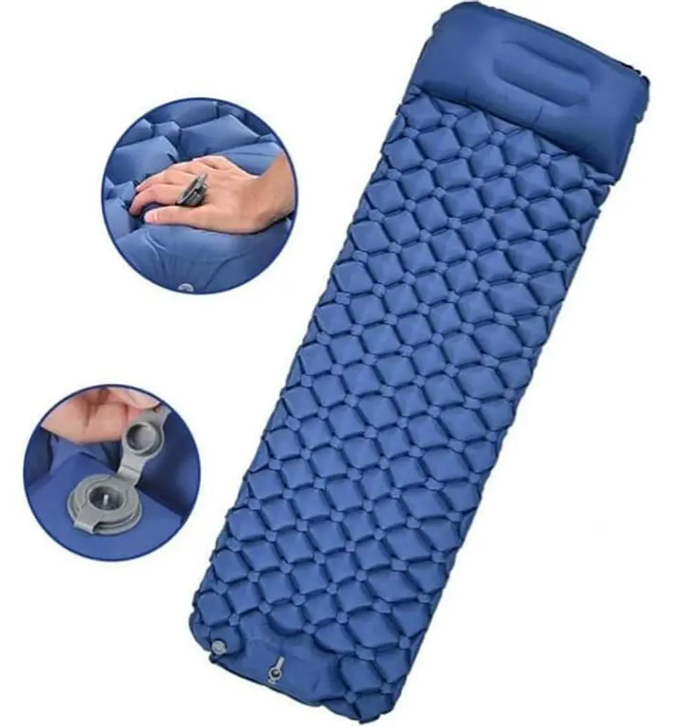 Colchoneta Inflable Camping 1 Plaza Portatil con Almohada Incluida Nailon TPU Ultracomoda para Outdoor 2