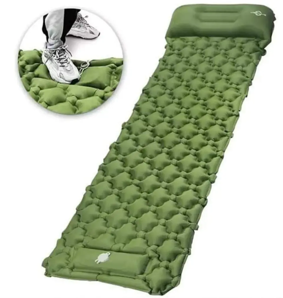 Colchoneta Inflable Camping 1 Plaza Portatil con Almohada Incluida Nailon TPU Ultracomoda para Outdoor 3