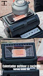 Estufa Calefactor Portatil 2 en 1 Acero Inoxidable Gas Camping Outdoor Pesca Caza Senderismo y Uso en Hogar - Miniatura 1