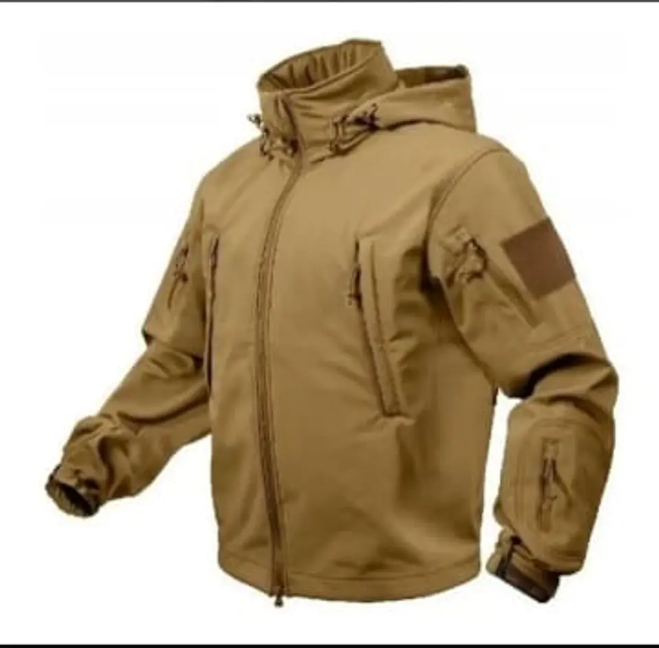 Parka Soft Shell Táctica Ligera Cortaviento Transpirable 8 Bolsillos Capucha Extraíble para Outdoor e Invierno 1