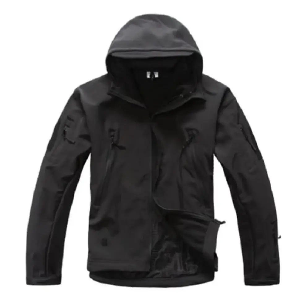 Parka Soft Shell Táctica Ligera Cortaviento Transpirable 8 Bolsillos Capucha Extraíble para Outdoor e Invierno 2