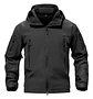 Parka Soft Shell Táctica Ligera Cortaviento Transpirable 8 Bolsillos Capucha Extraíble para Outdoor e Invierno - Miniatura 3