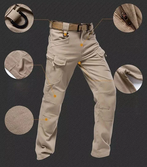 Pantalón Cargo Tactico Hombre Transpirable Elastico Multibolsillos Resistente