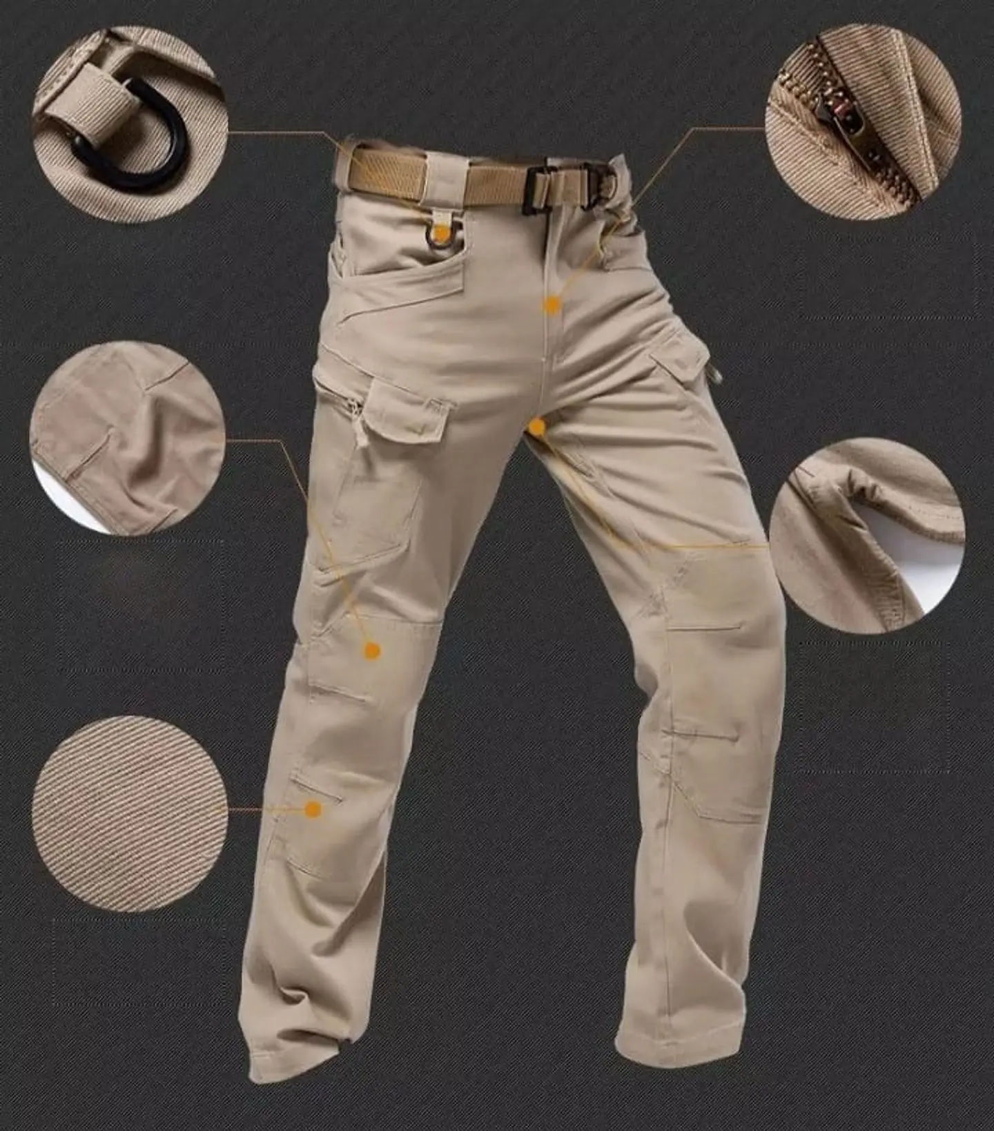 Pantalón Cargo Tactico Hombre Transpirable Elastico Multibolsillos Resistente 1