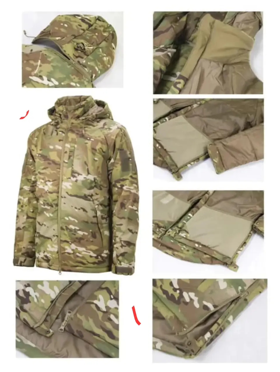 haqueta Tactica Invierno Multicam Impermeable Termica Ultraliviana con Capucha para Uso Militar y Outdoor 4