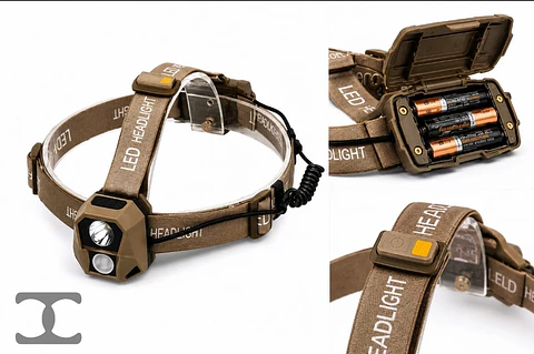 Linterna Frontal LED  Luz Blanca y Roja, 2 niveles, Cintillo Ajustable 