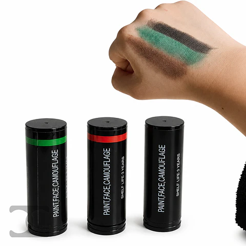 Set 3 Pintura Camuflaje Cara Mimetismo Militar Airsoft