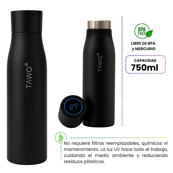 Botella Tawo HydralQ Negra 750ml 2