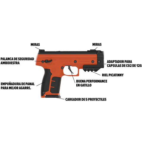 Pistola Byrna SD XL desierto Kit con 4 Co2 + 20 Balines extra 2