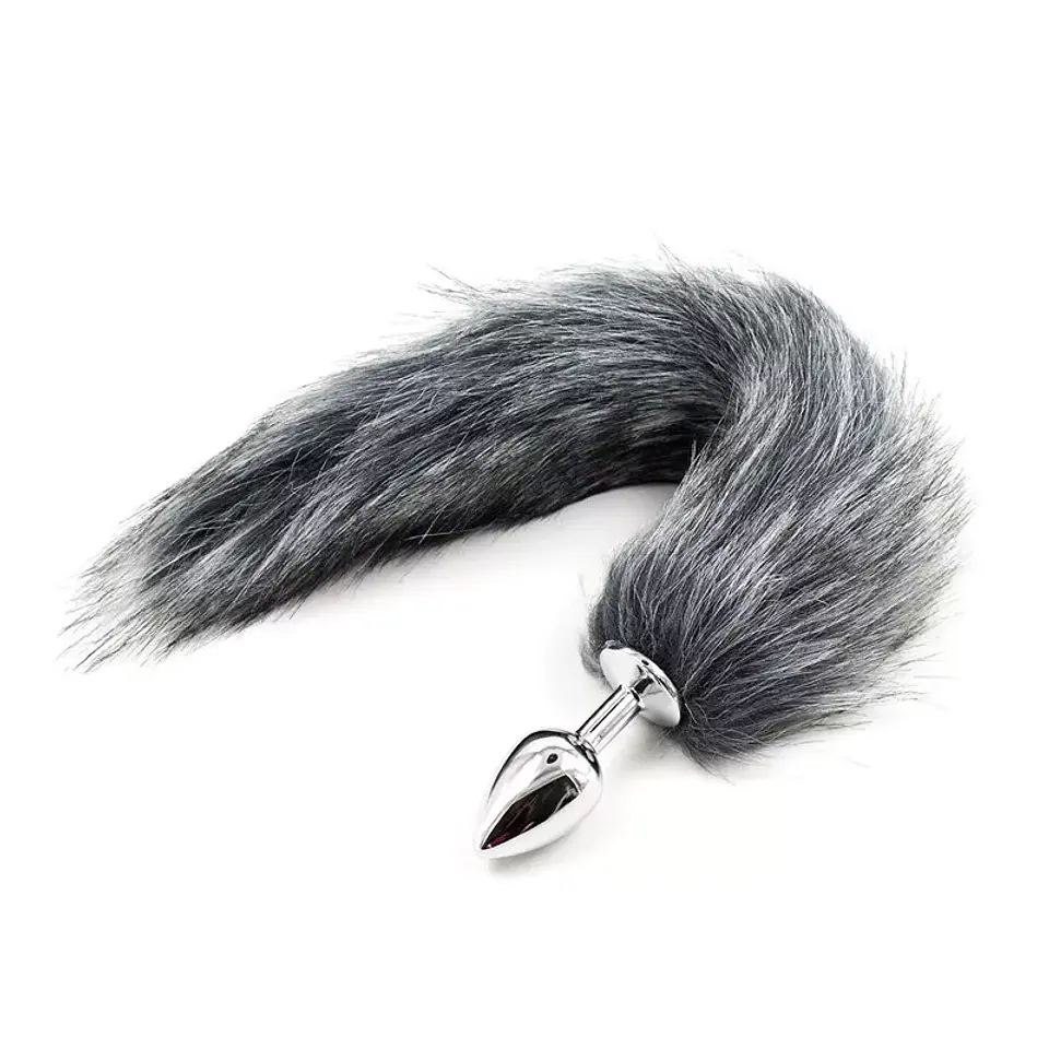 plug anal metalico con cola de zorro negra c/ blanco 1