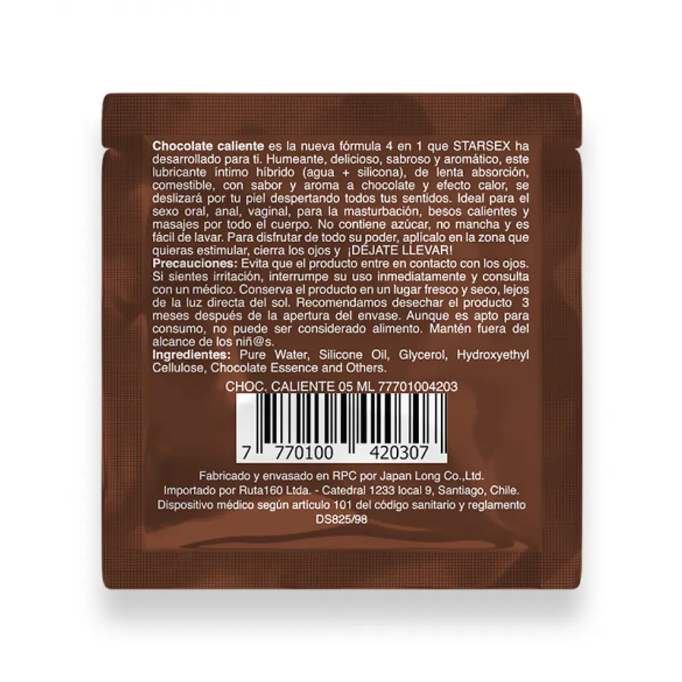 Sachet Lubricante 4 En 1 Chocolate Caliente 5ml 2