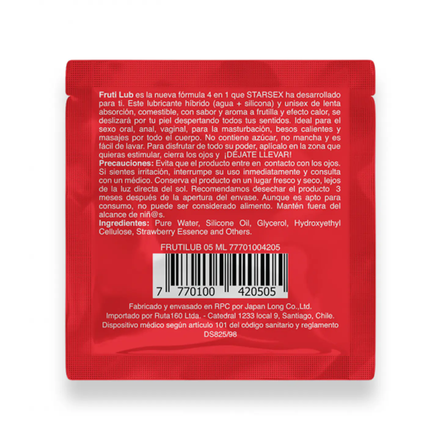 Sachet Lubricante 4 En 1 FrutiLub 5ml 2