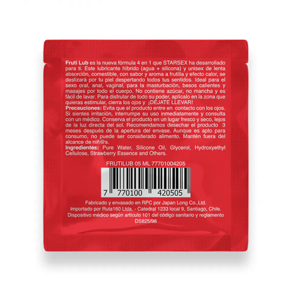 Sachet Lubricante 4 En 1 FrutiLub 5ml 2