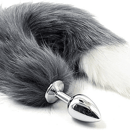 Plug Anal Metálico Cola de Zorro Negro Talla S