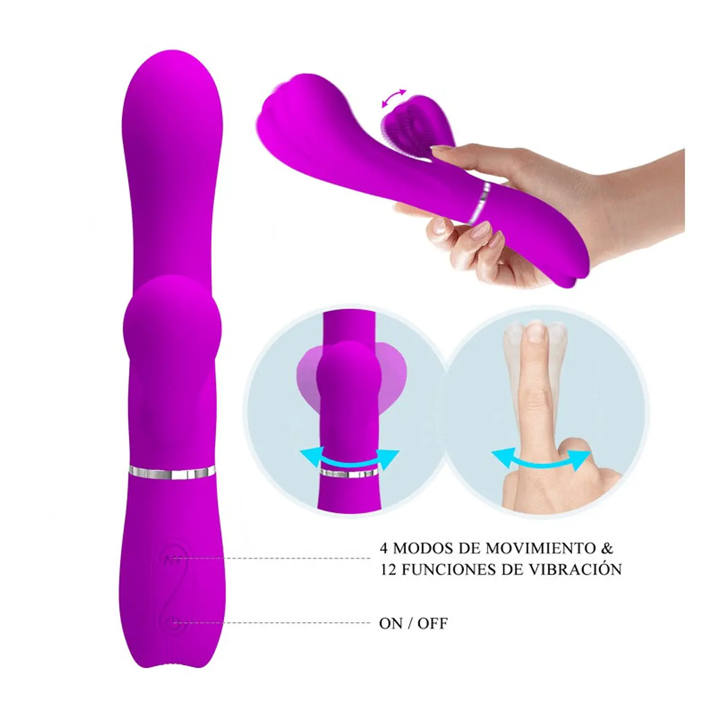 Vibrador Dual Con Movimiento Externo Pretty Love  2