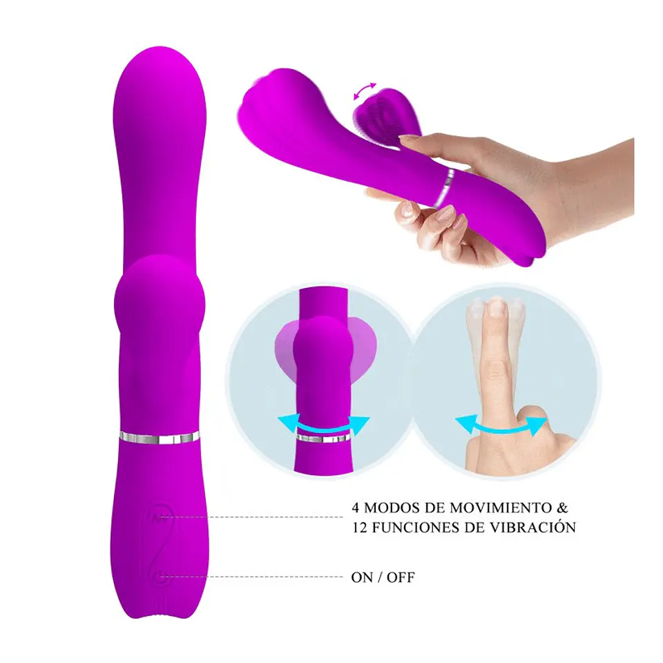 Vibrador Dual Con Movimiento Externo Pretty Love  2