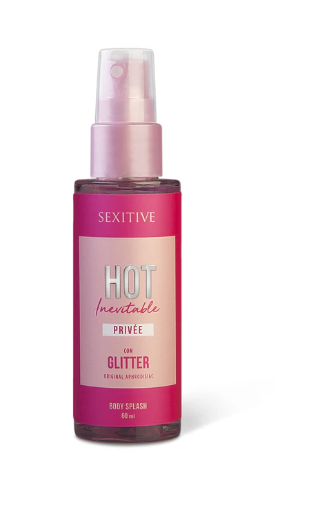 Body splash con feromona "Hot innevitable Privee con Glitter"