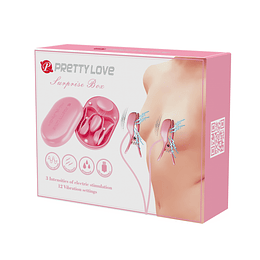 KIT ELECTROESTIMULACION / VIBRADOR PARA PEZONES USB PRETTY LOVE 