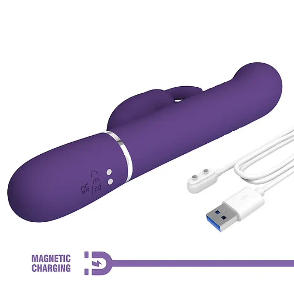 Vibrador Conejo con Empuje y Perlas Vibratorias Giratorias 7