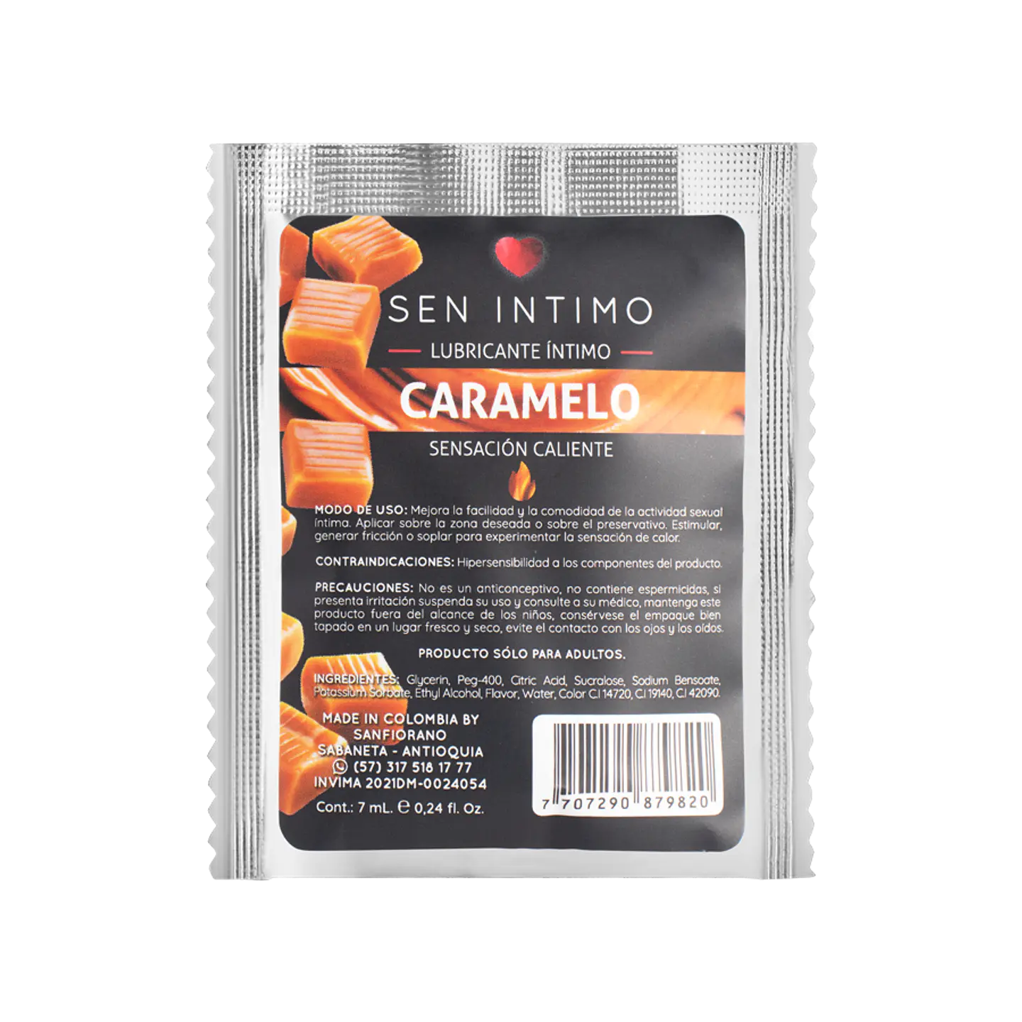 Sachet Gel Lubricante sabor Caramelo - Efecto calor 7 ml 1