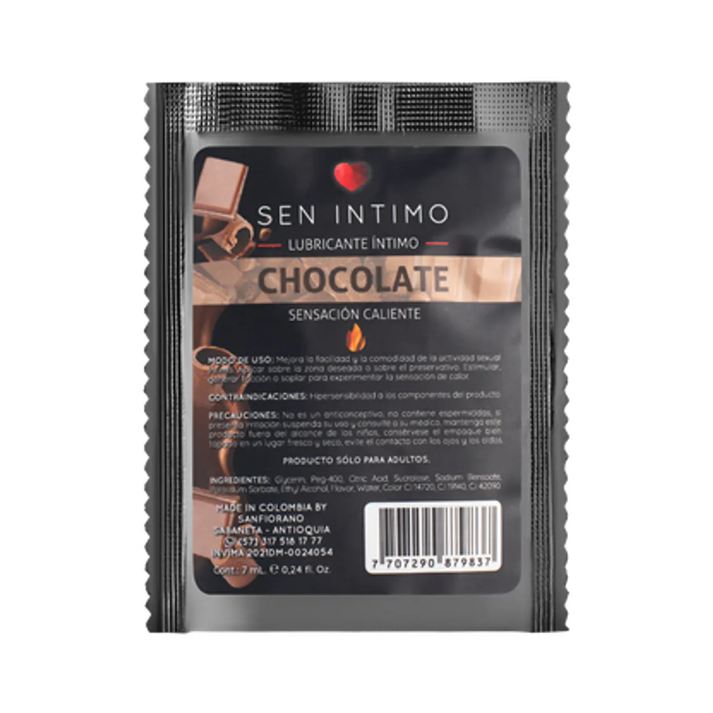 Sachet Gel Lubricante Sabor Chocolate – Efecto Calor 7 ml 1