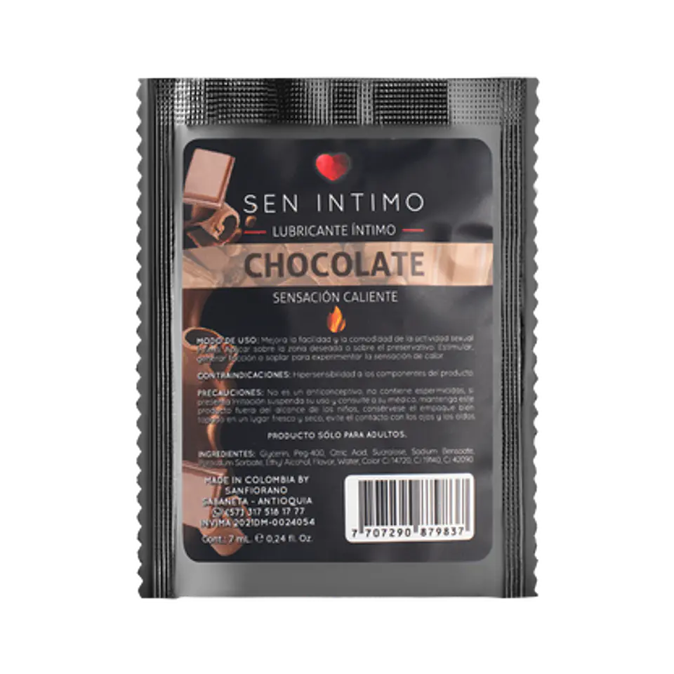 Sachet Gel Lubricante Sabor Chocolate – Efecto Calor 7 ml 1